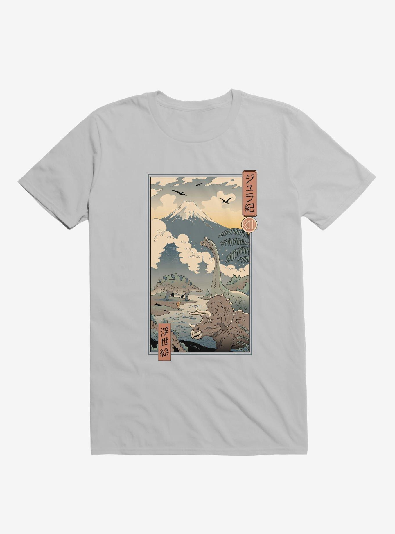 Dinosaurs Jurassic Ukiyo-e Ice Grey T-Shirt, , hi-res