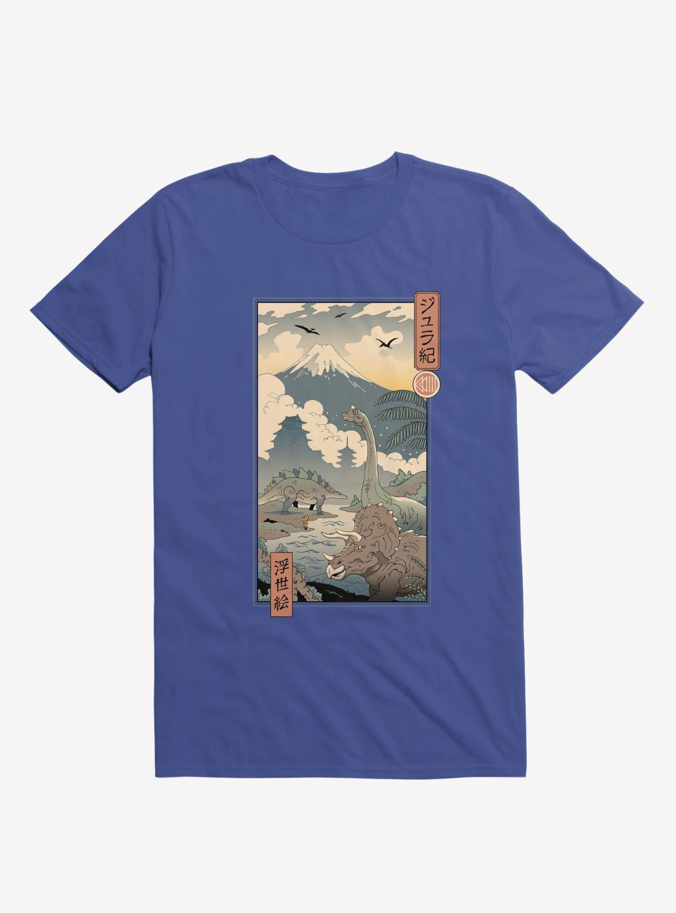 Dinosaurs Jurassic Ukiyo-e Royal Blue T-Shirt, , hi-res