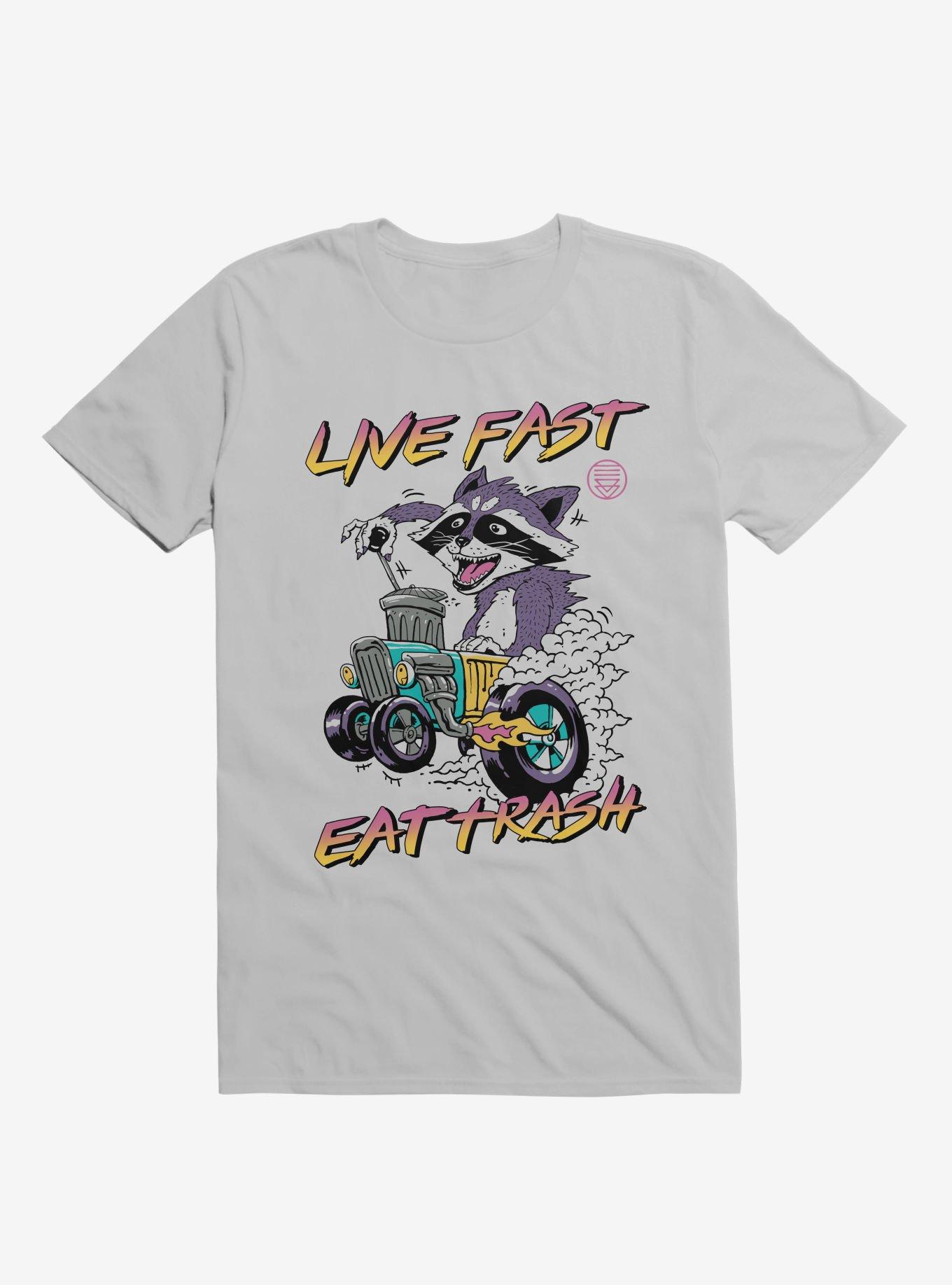 Raccoon Live Fast Eat Trash! Ice Grey T-Shirt, ICE GREY, hi-res