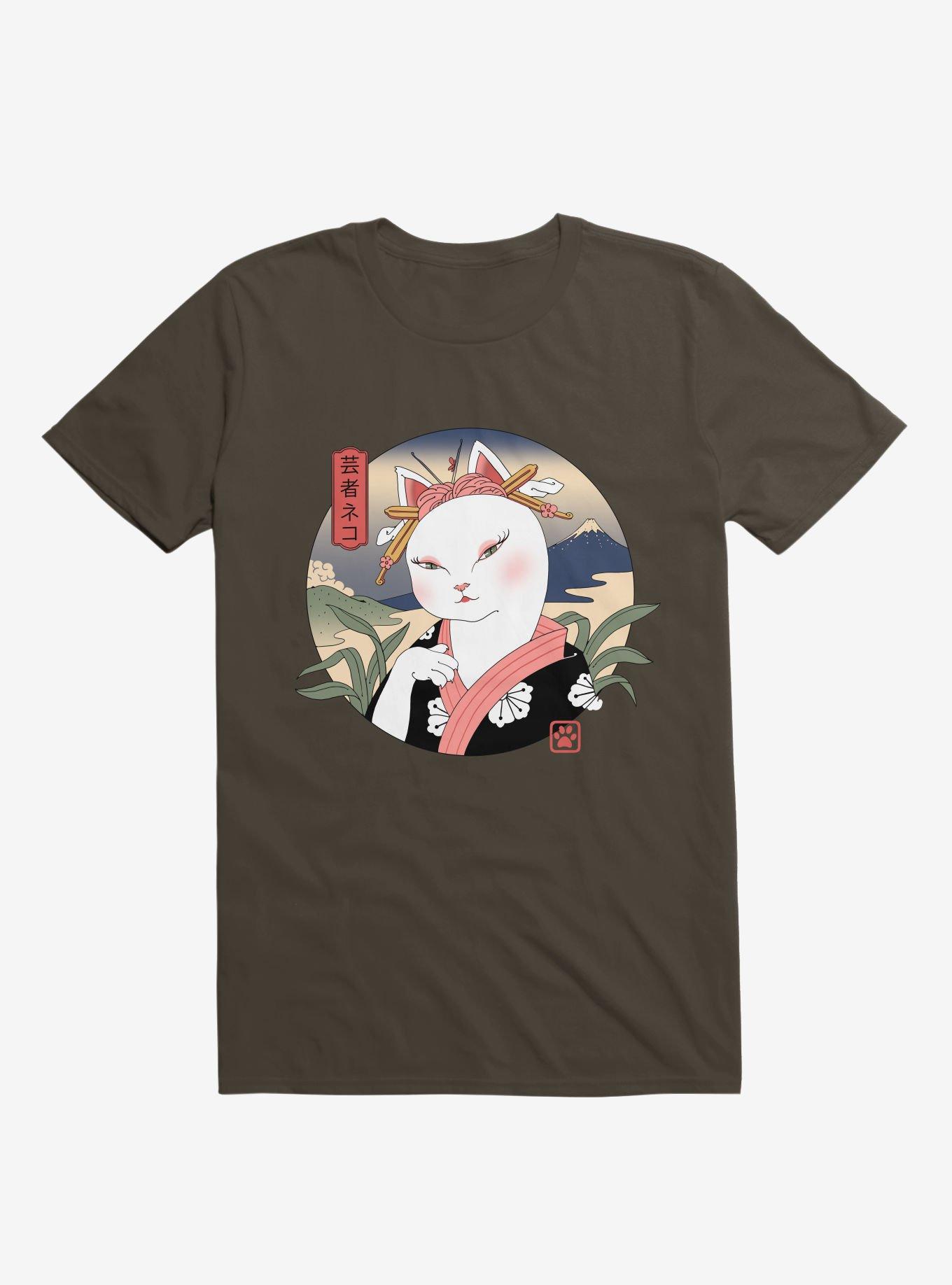 Cat Neko Geisha Brown T-Shirt