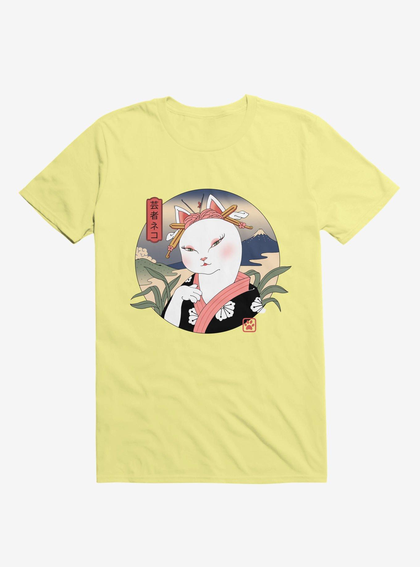 Cat Neko Geisha Corn Silk Yellow T-Shirt