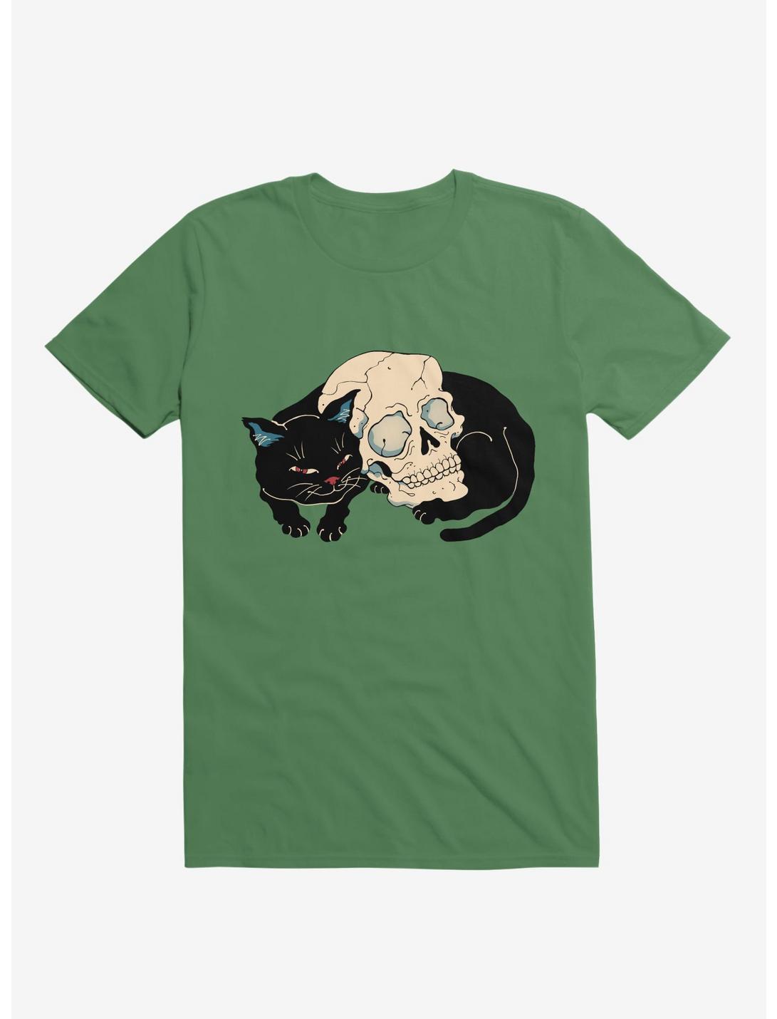Cat Neko Skull Kelly Green T-Shirt, KELLY GREEN, hi-res