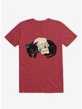 Cat Neko Skull Red T-Shirt, RED, hi-res
