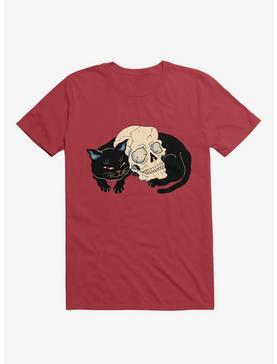 Cat Neko Skull Red T-Shirt, , hi-res