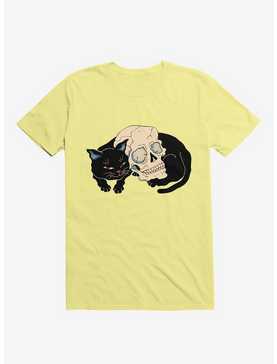 Cat Neko Skull Corn Silk Yellow T-Shirt, , hi-res