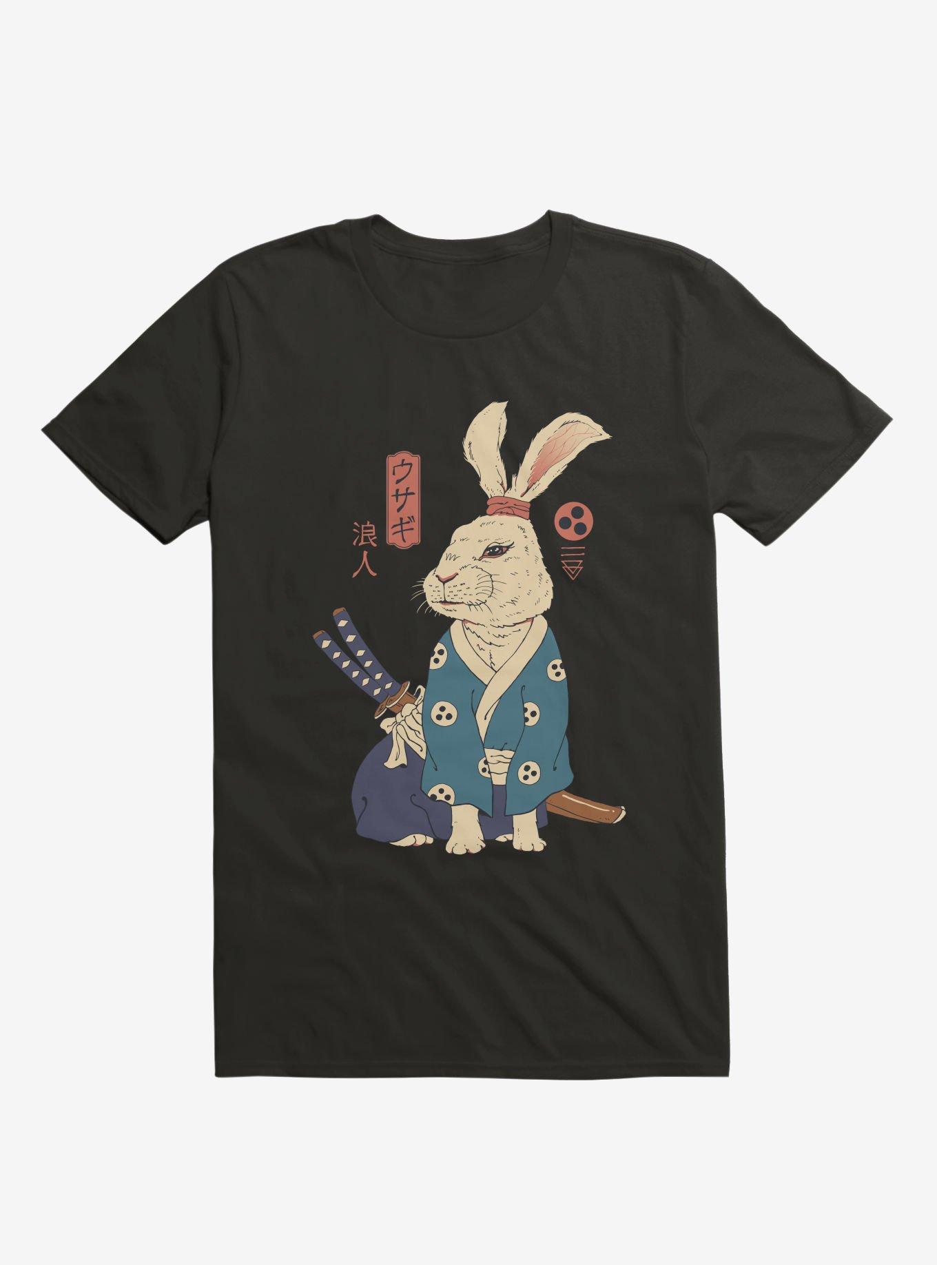 Rabbit Ronin Usagi Black T-Shirt, BLACK, hi-res