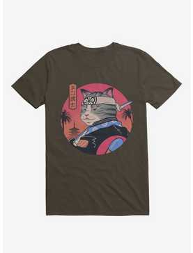 Samurai Cat Brown T-Shirt, , hi-res