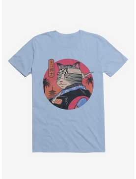 Samurai Cat Light Blue T-Shirt, , hi-res