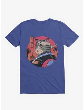 Samurai Cat Royal Blue T-Shirt, , hi-res