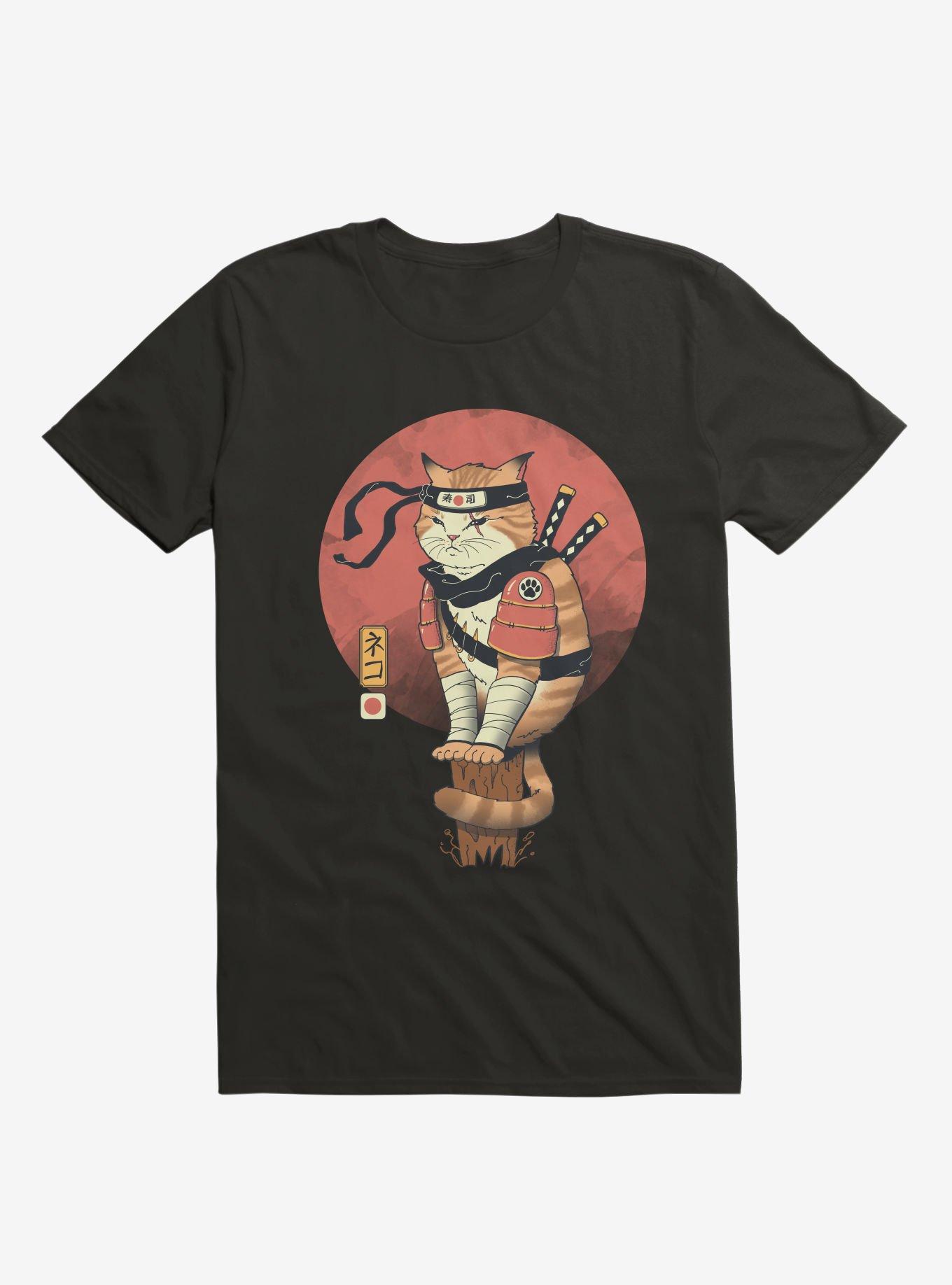 Orange Shinobi Cat Black T-Shirt, , hi-res