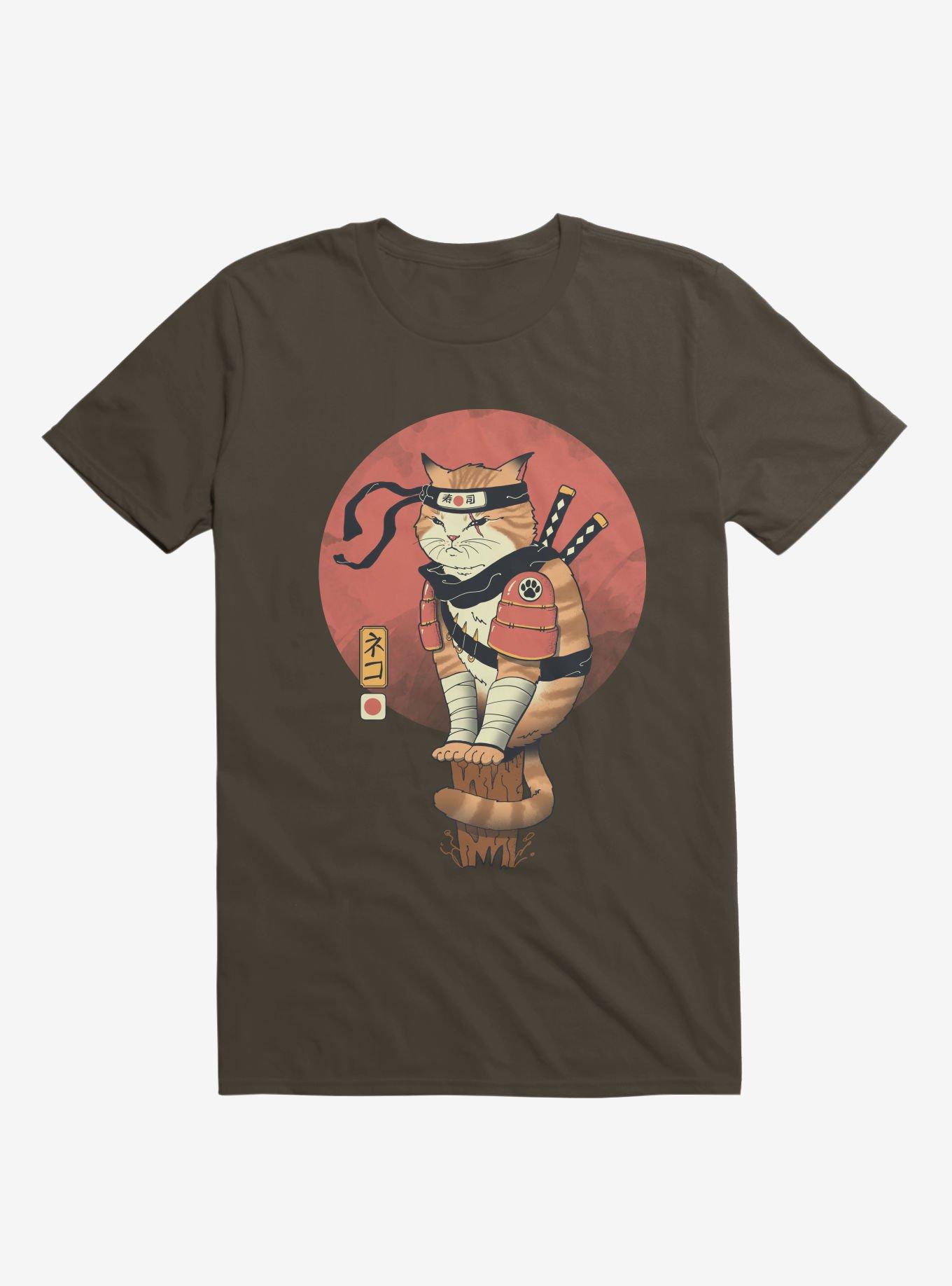 Orange Shinobi Cat Brown T-Shirt, , hi-res