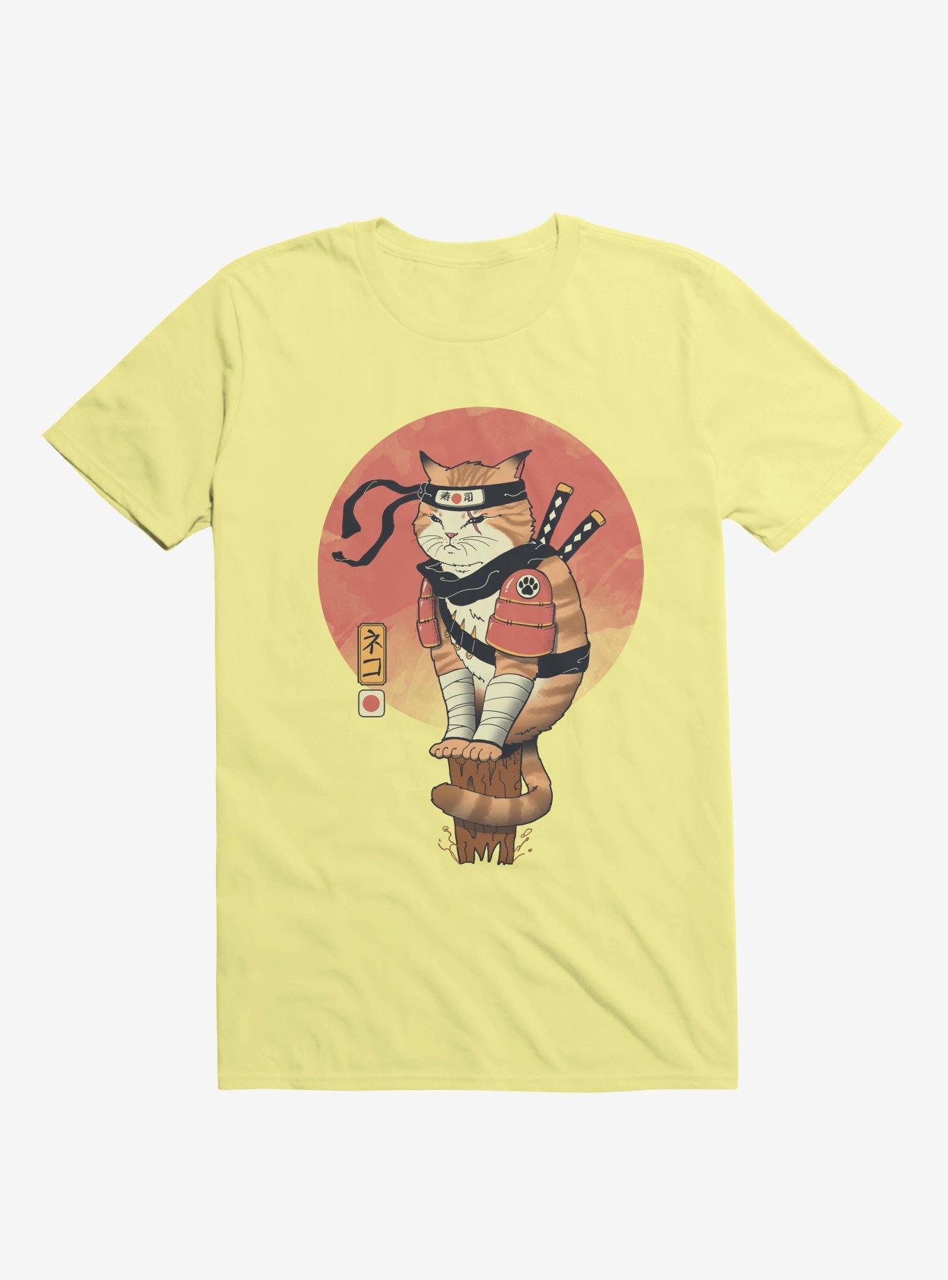 Orange Shinobi Cat Corn Silk Yellow T-Shirt, CORN SILK, hi-res