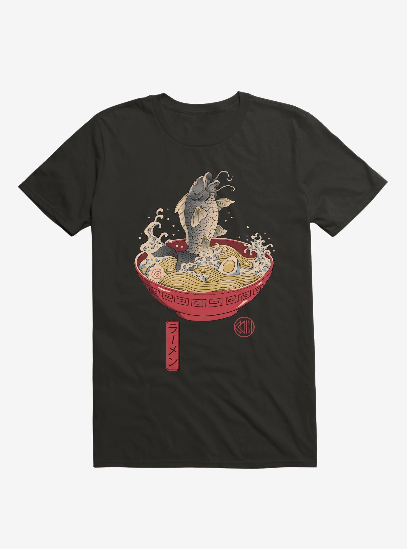 Fish Ramen Black T-Shirt, BLACK, hi-res