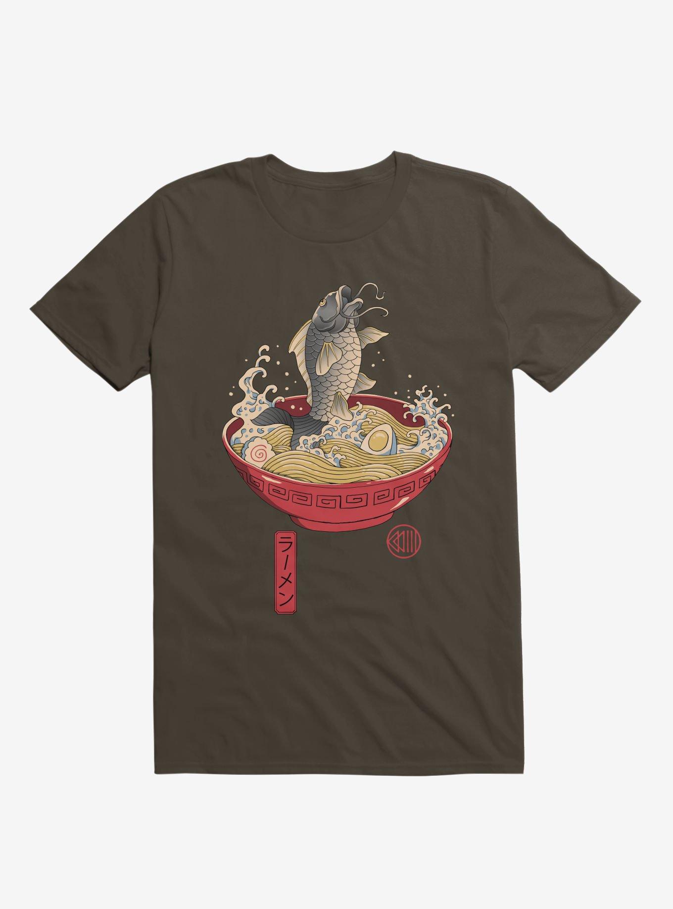 Fish Ramen Brown T-Shirt, BROWN, hi-res