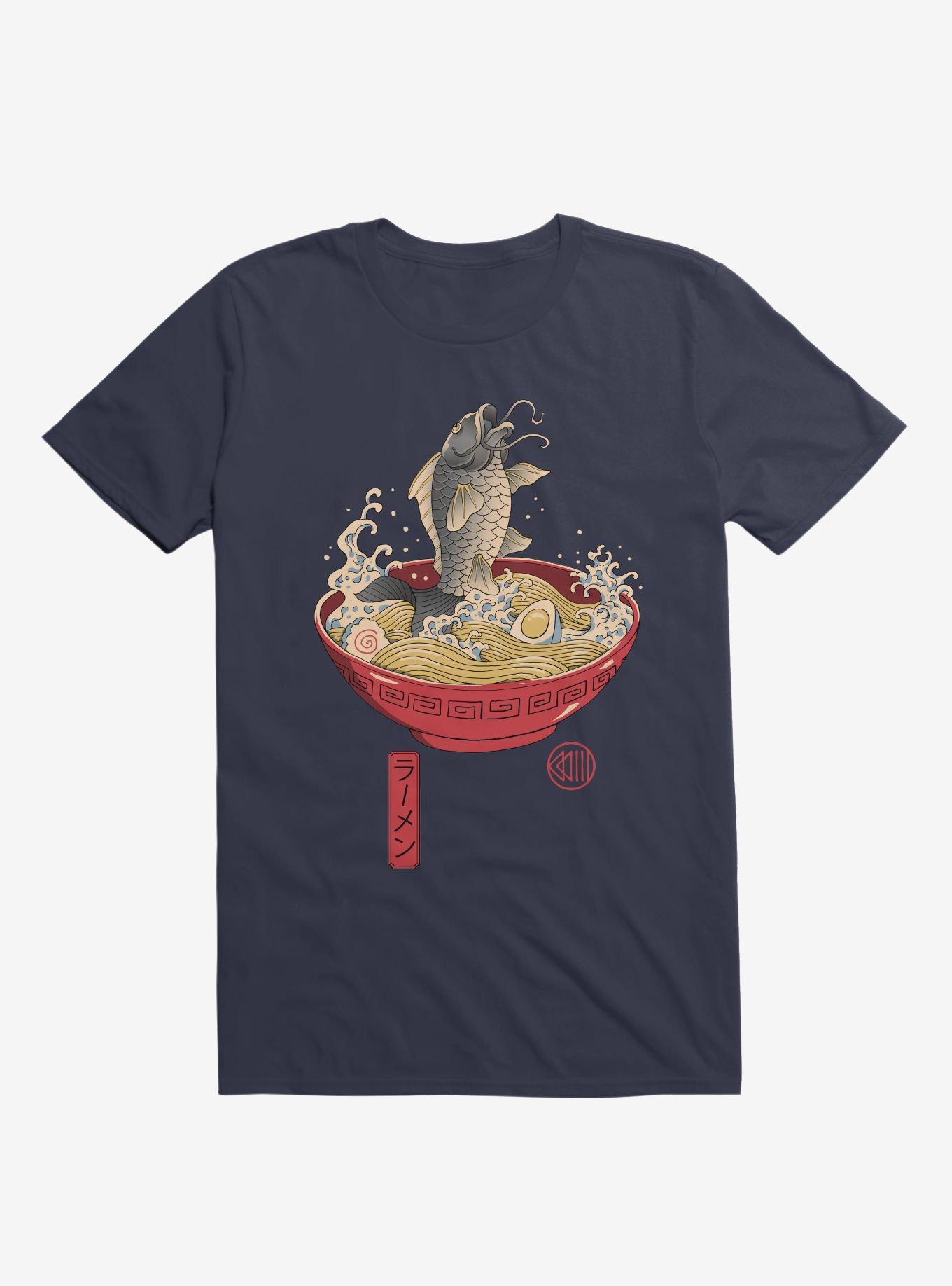 Fish Ramen Navy Blue T-Shirt, NAVY, hi-res