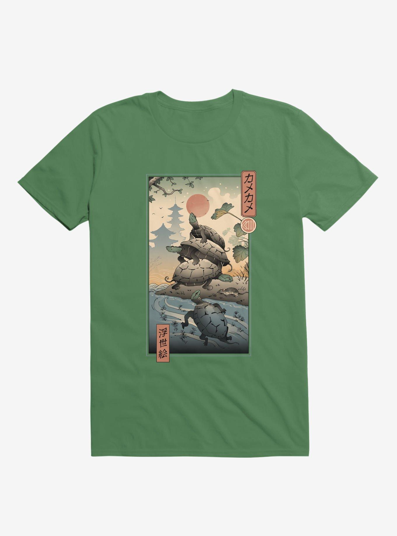 Turtle Stream Kame Kame Ukiyo-e Kelly Green T-Shirt, KELLY GREEN, hi-res