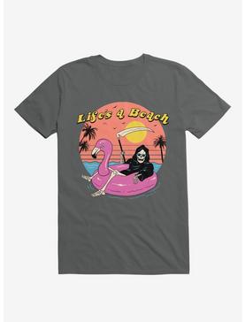 Life's A Beach Grim Reaper Charcoal Grey T-Shirt, , hi-res