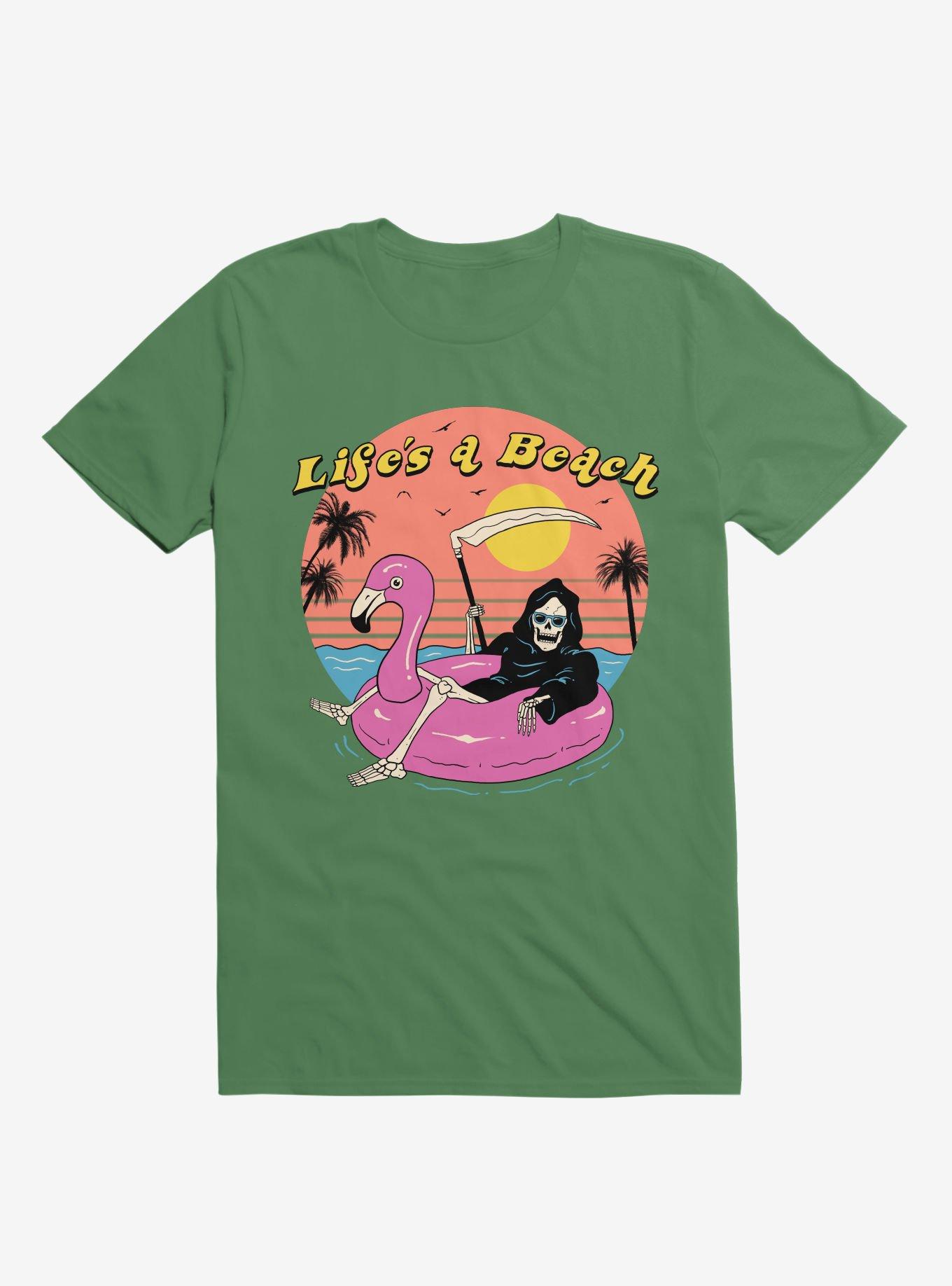 Life's A Beach Grim Reaper Kelly Green T-Shirt, , hi-res