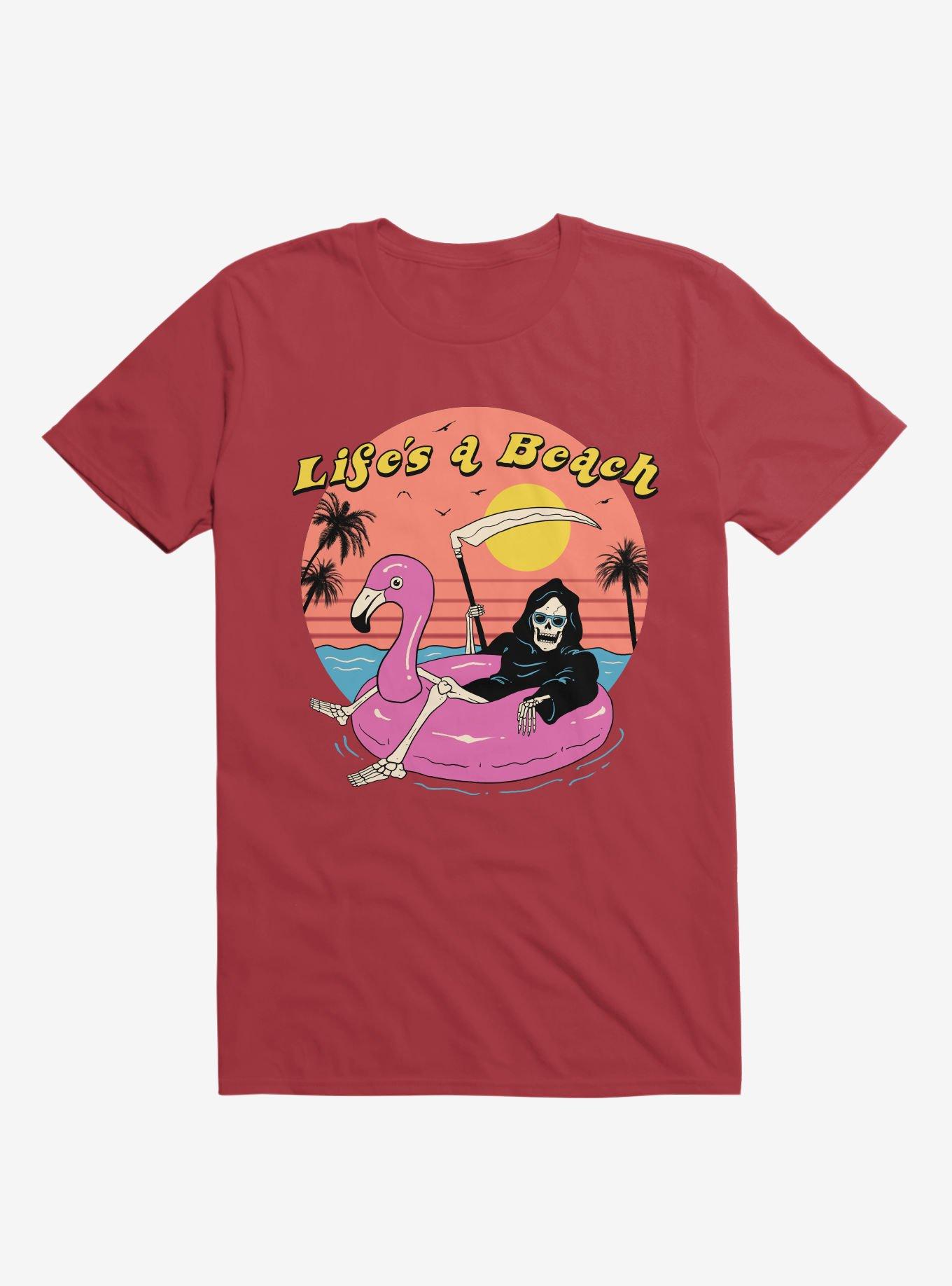 Life's A Beach Grim Reaper Red T-Shirt, RED, hi-res