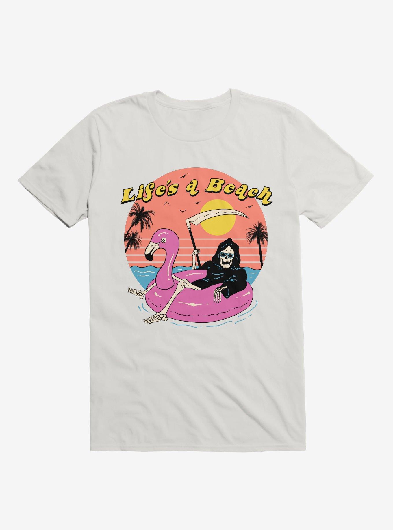 Life's A Beach Grim Reaper White T-Shirt, , hi-res