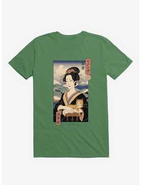 Geisha Cat Lisa Ukiyo-e Kelly Green T-Shirt, , hi-res