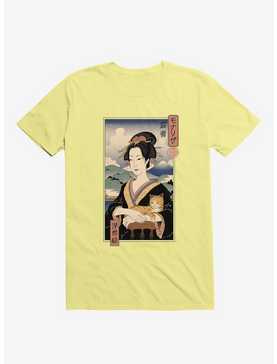 Geisha Cat Lisa Ukiyo-e Corn Silk Yellow T-Shirt, , hi-res