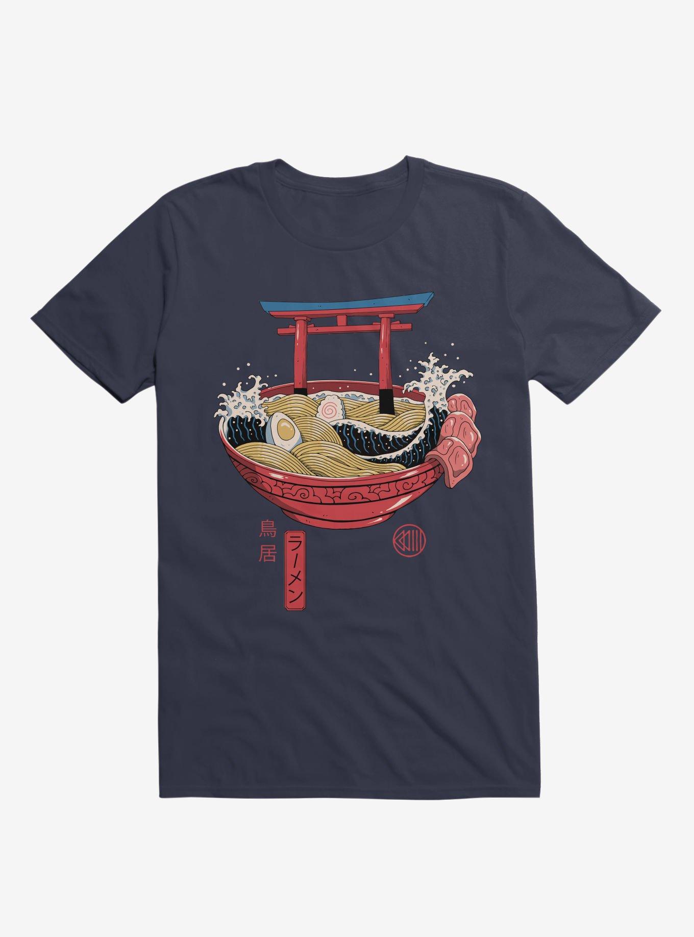 Sacred Ramen Ocean Navy Blue T-Shirt, NAVY, hi-res