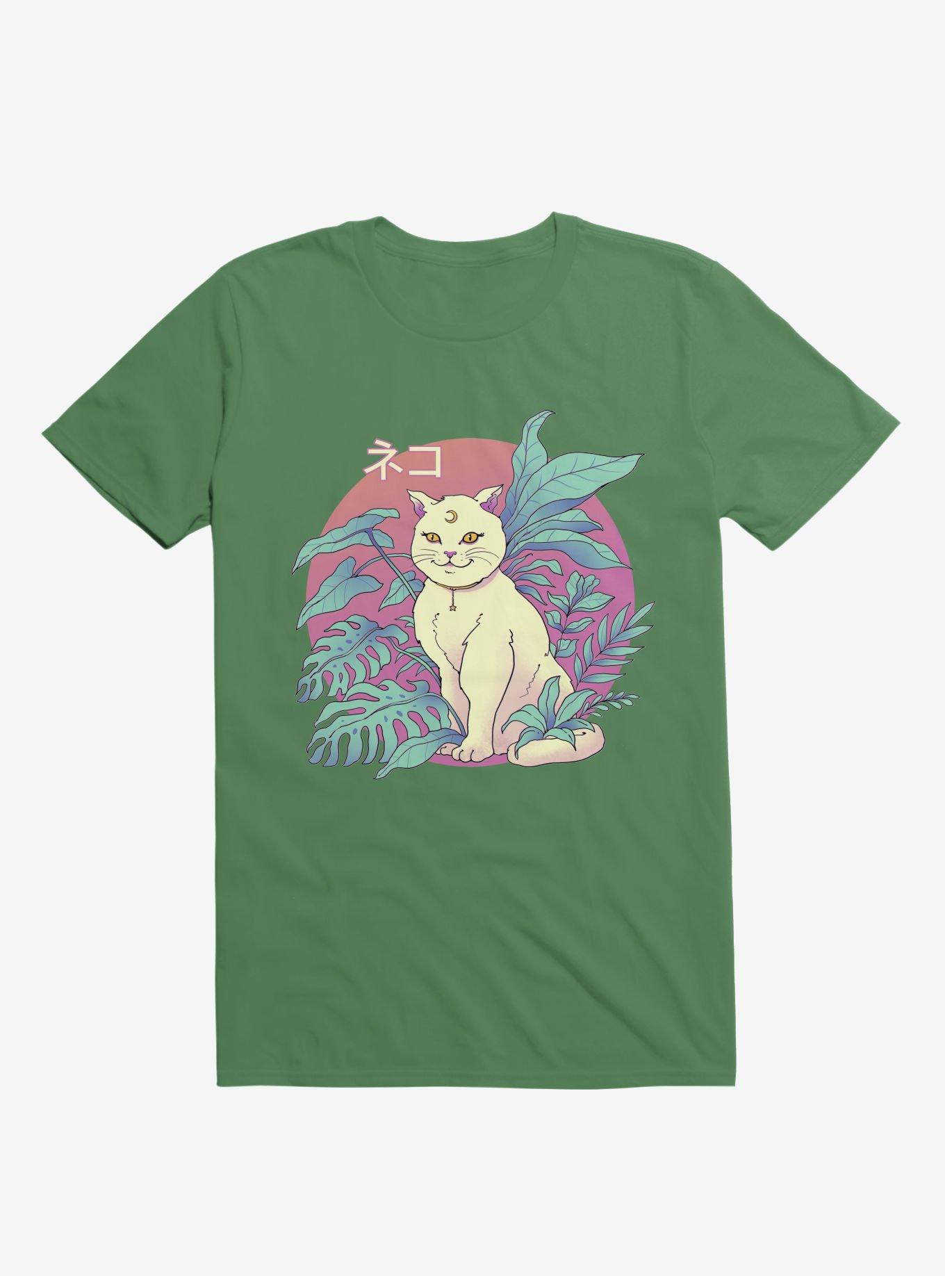 Leaves Vapor Cat Kelly Green T-Shirt, , hi-res