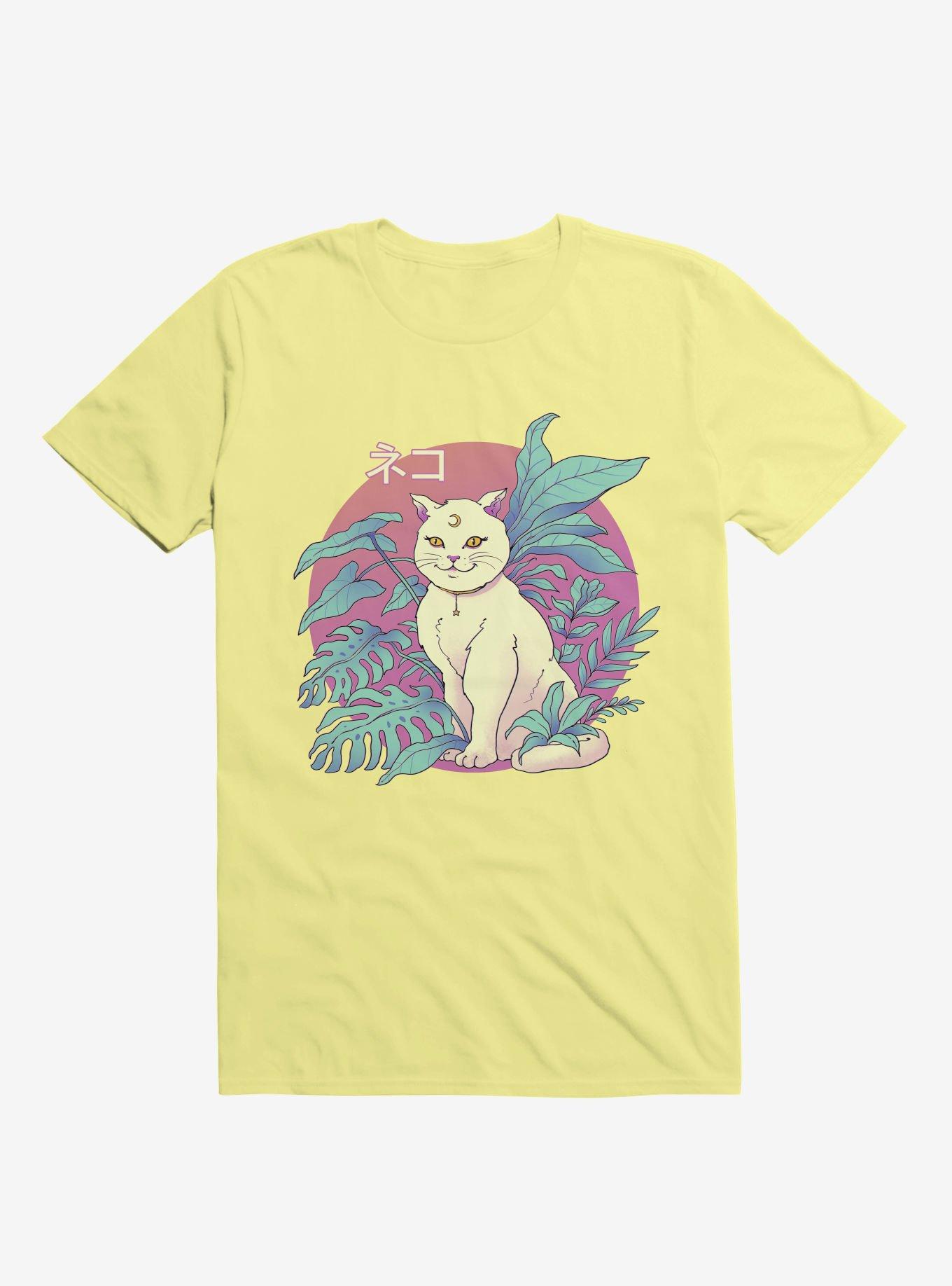 Leaves Vapor Cat Corn Silk Yellow T-Shirt, , hi-res