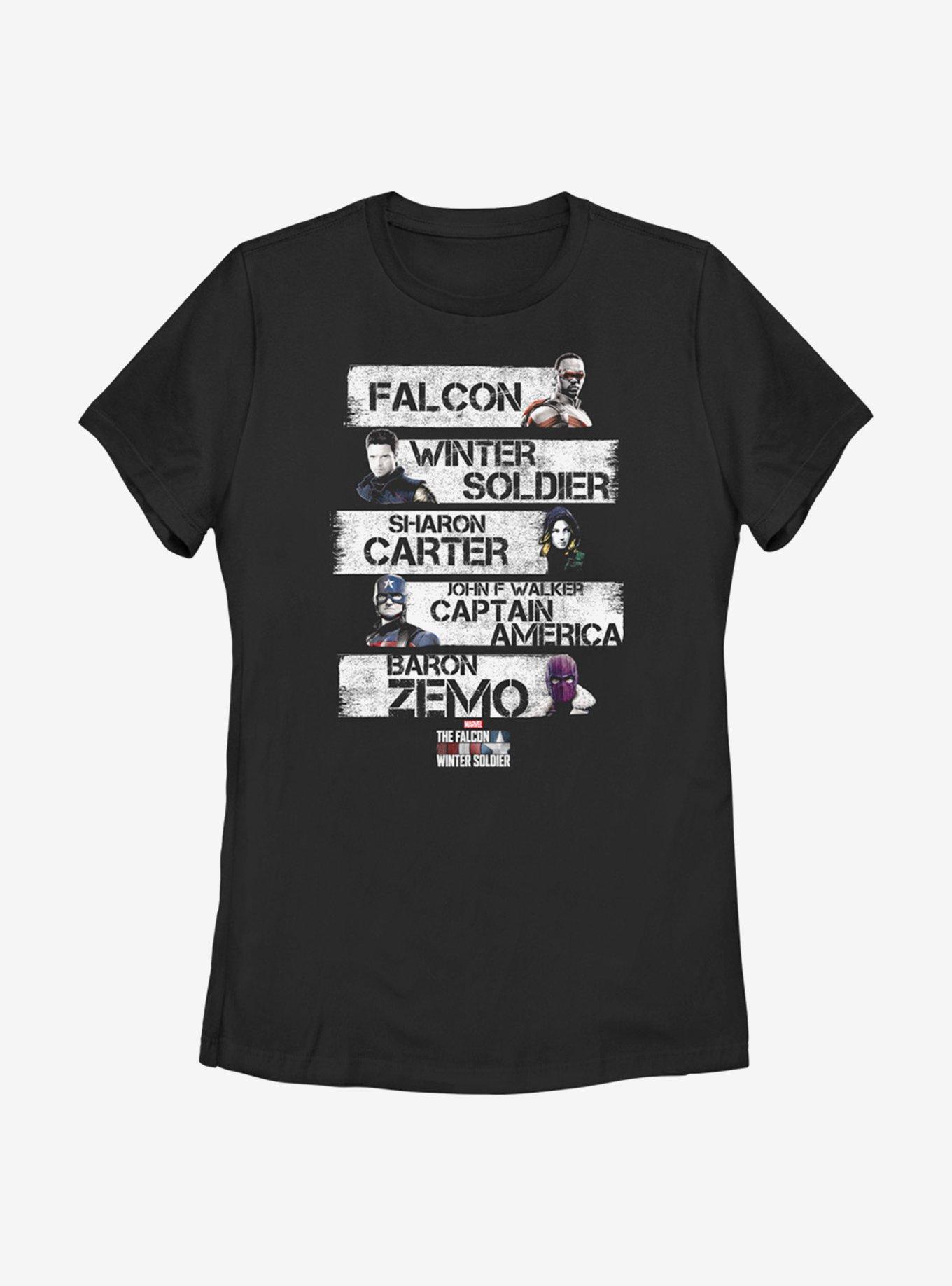 Marvel The Falcon And The Winter Soldier Character Stack Womens T-Shirt, , hi-res