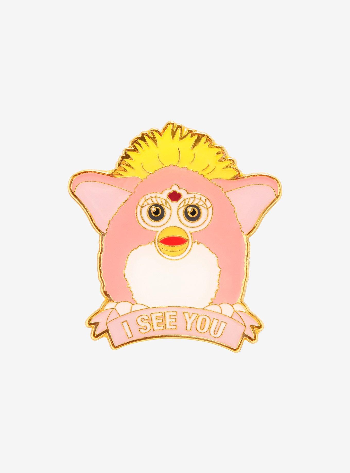 Wooden Furby Sherbet Pin - Wooden pin badge, Furb badge, cute pin, 90s pin