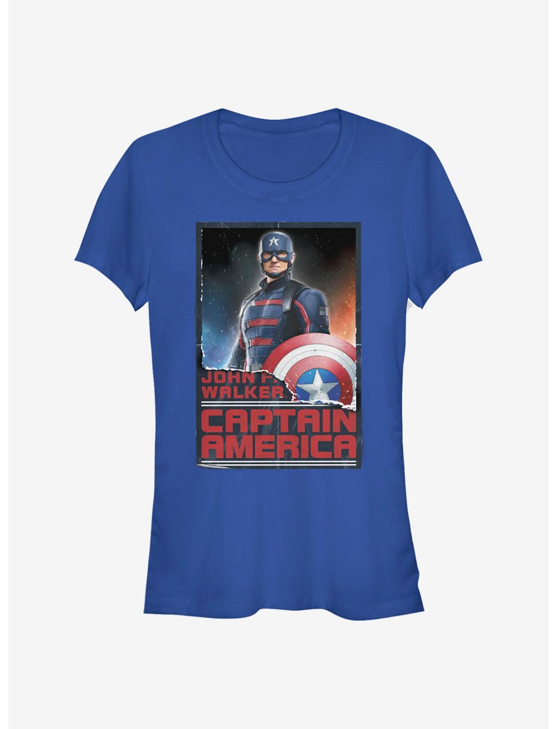 Marvel The Falcon And The Winter Soldier Stand Tall Captain Girls T-Shirt, ROYAL, hi-res