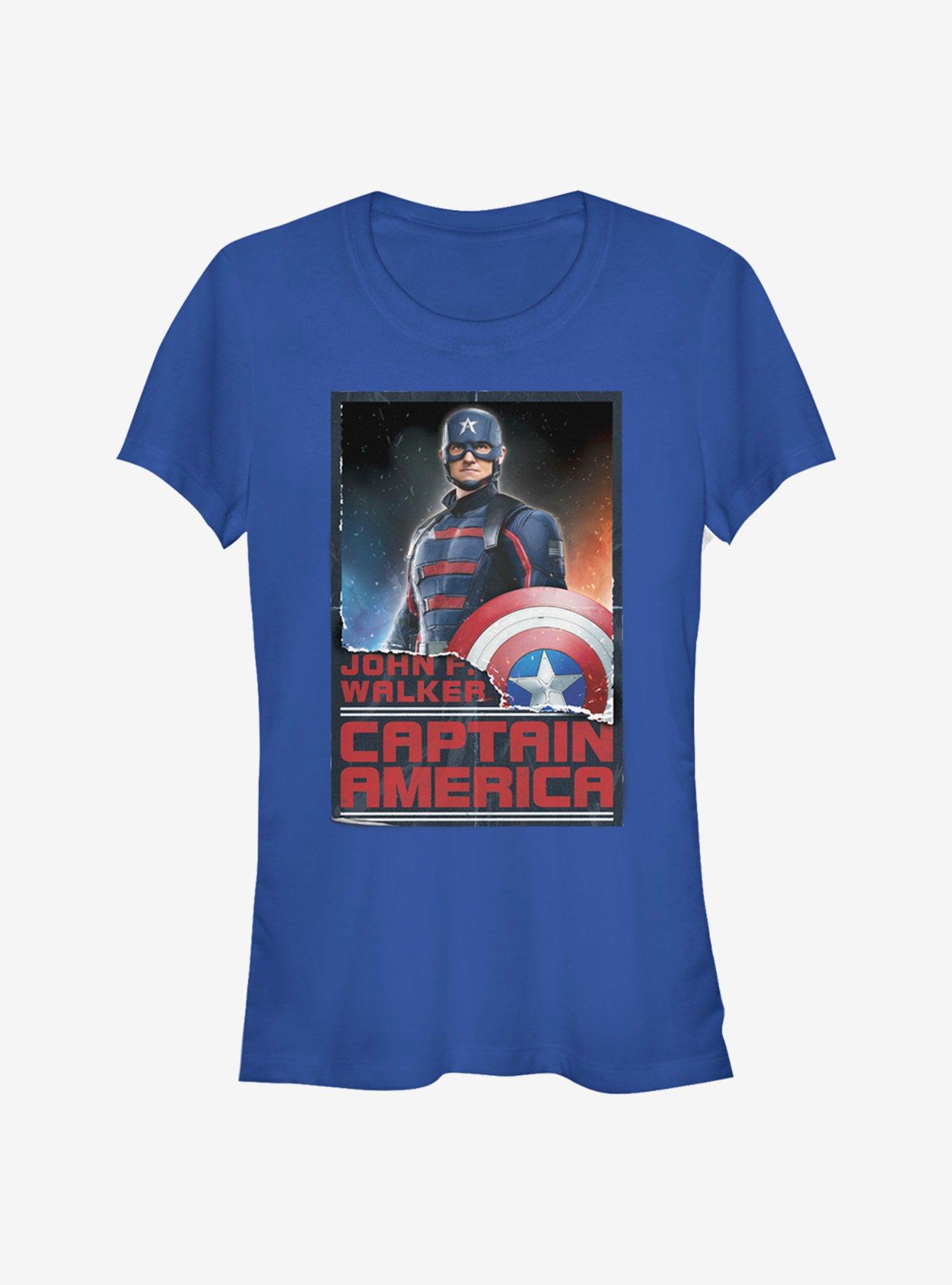 Marvel The Falcon And The Winter Soldier Stand Tall Captain Girls T-Shirt, ROYAL, hi-res