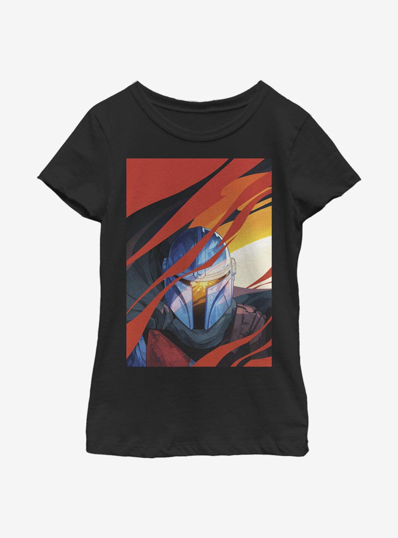 Star Wars The Mandalorian Illustrated Mandalorian Smoke Youth Girls T-Shirt, , hi-res