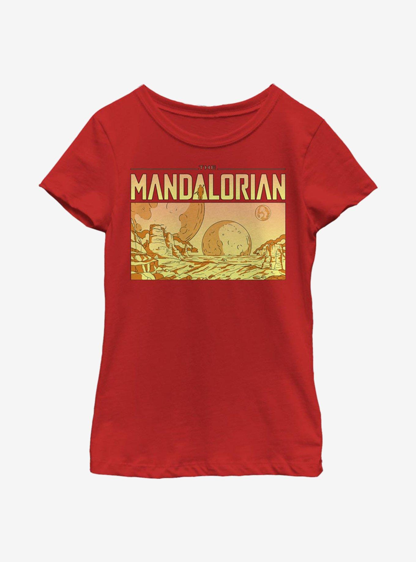 Star Wars The Mandalorian Desert Space Youth Girls T-Shirt, RED, hi-res