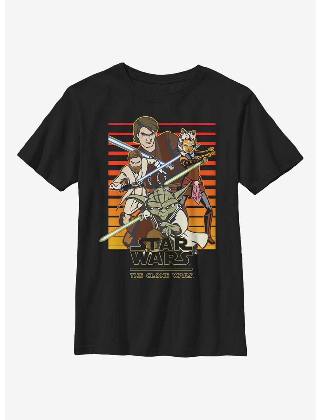 Star Wars: The Clone Wars Sun Setting Youth T-Shirt, BLACK, hi-res