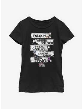 Marvel The Falcon And The Winter Soldier Character Stack Youth Girls T-Shirt, , hi-res