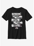 Marvel The Falcon And The Winter Soldier Character Stack Youth T-Shirt, BLACK, hi-res