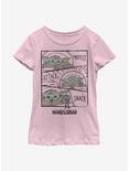Star Wars The Mandalorian The Child Doodle Panels Youth Girls T-Shirt, PINK, hi-res