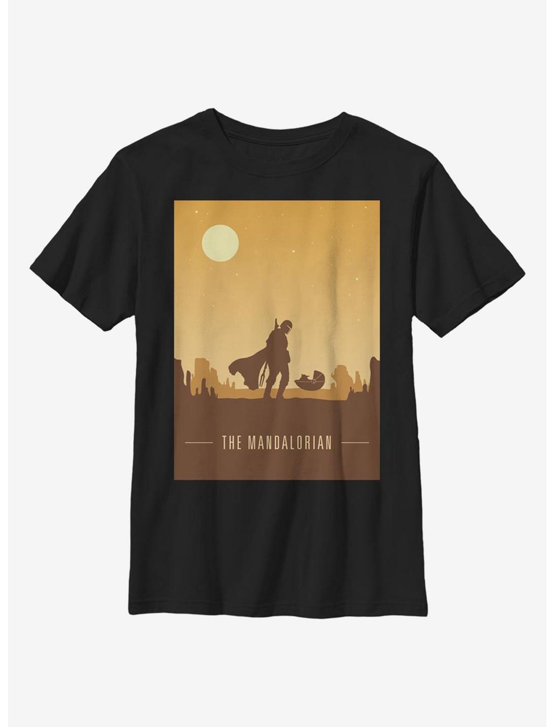 Star Wars The Mandalorian Mando And The Child Poster Youth T-Shirt, BLACK, hi-res