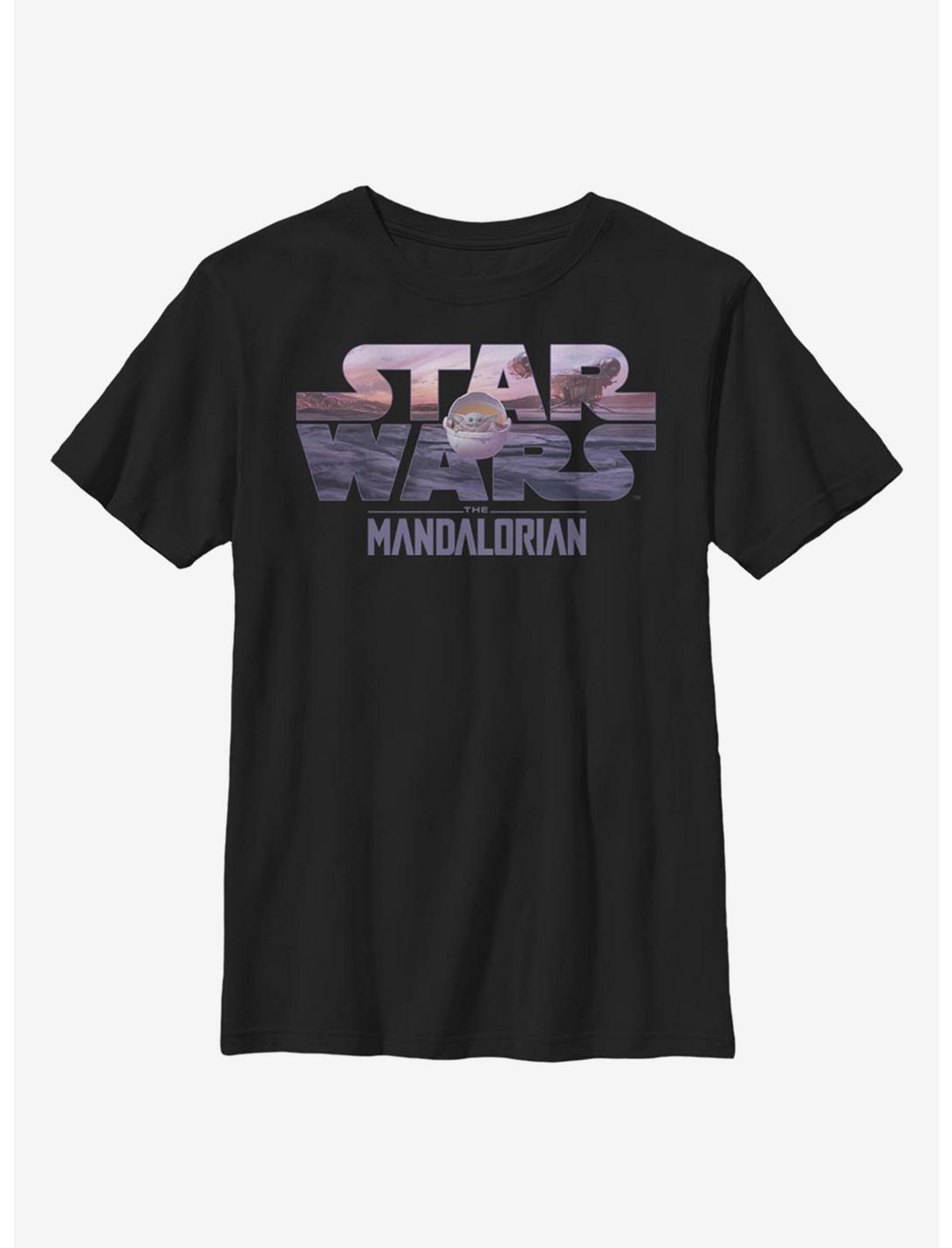 Star Wars The Mandalorian The Child Logo Fill Youth T-Shirt, BLACK, hi-res