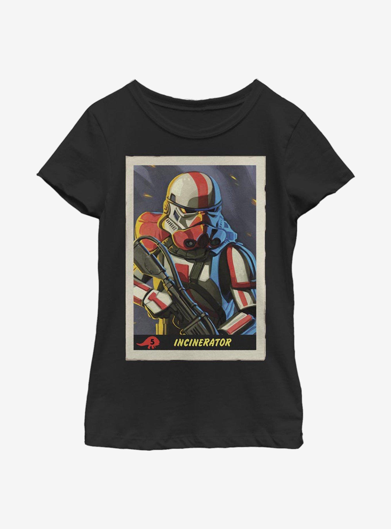 Star Wars The Mandalorian Incinerator Card Youth Girls T-Shirt, BLACK, hi-res