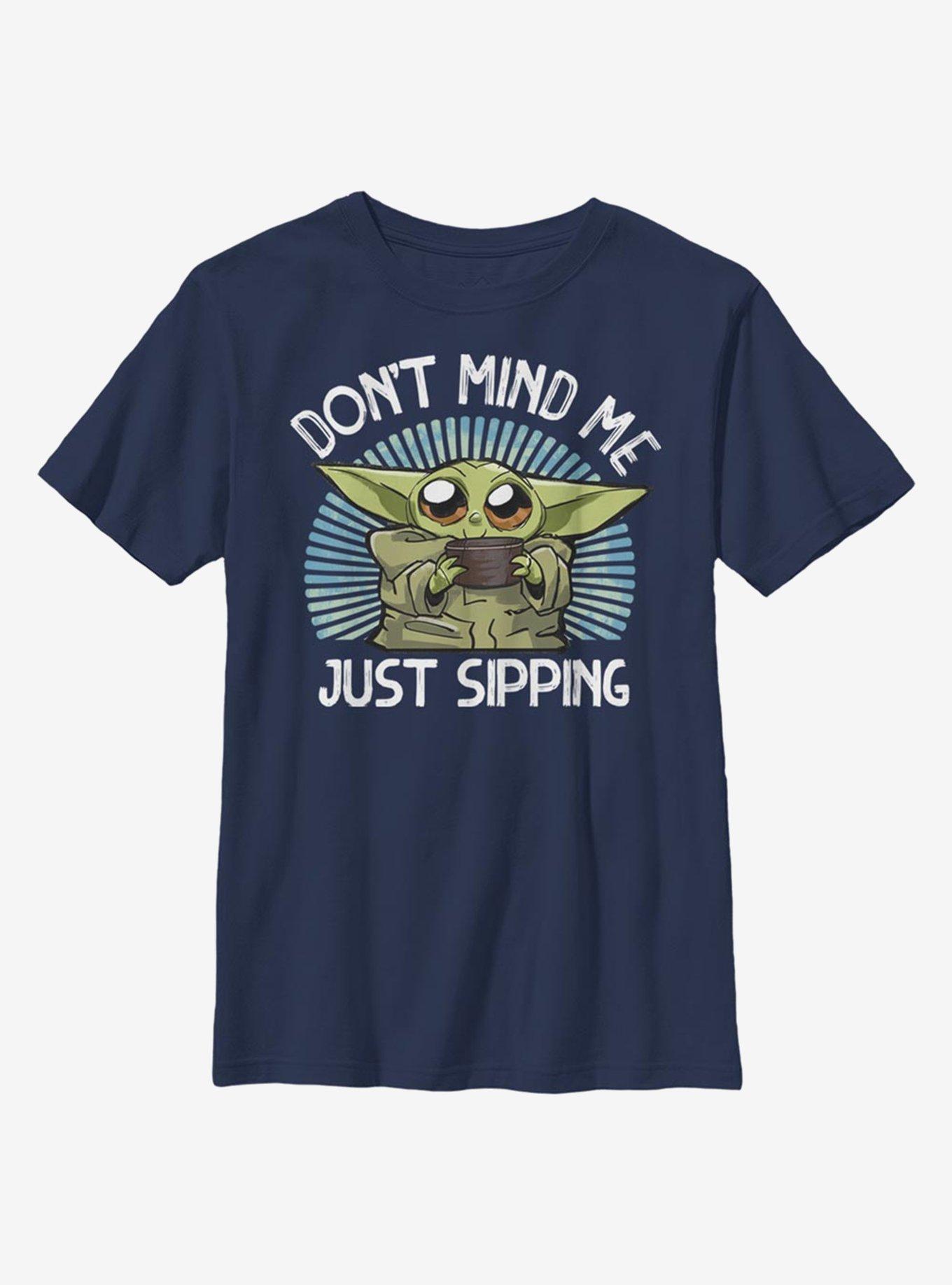 Star Wars The Mandalorian Just Sipping Youth T-Shirt, NAVY, hi-res