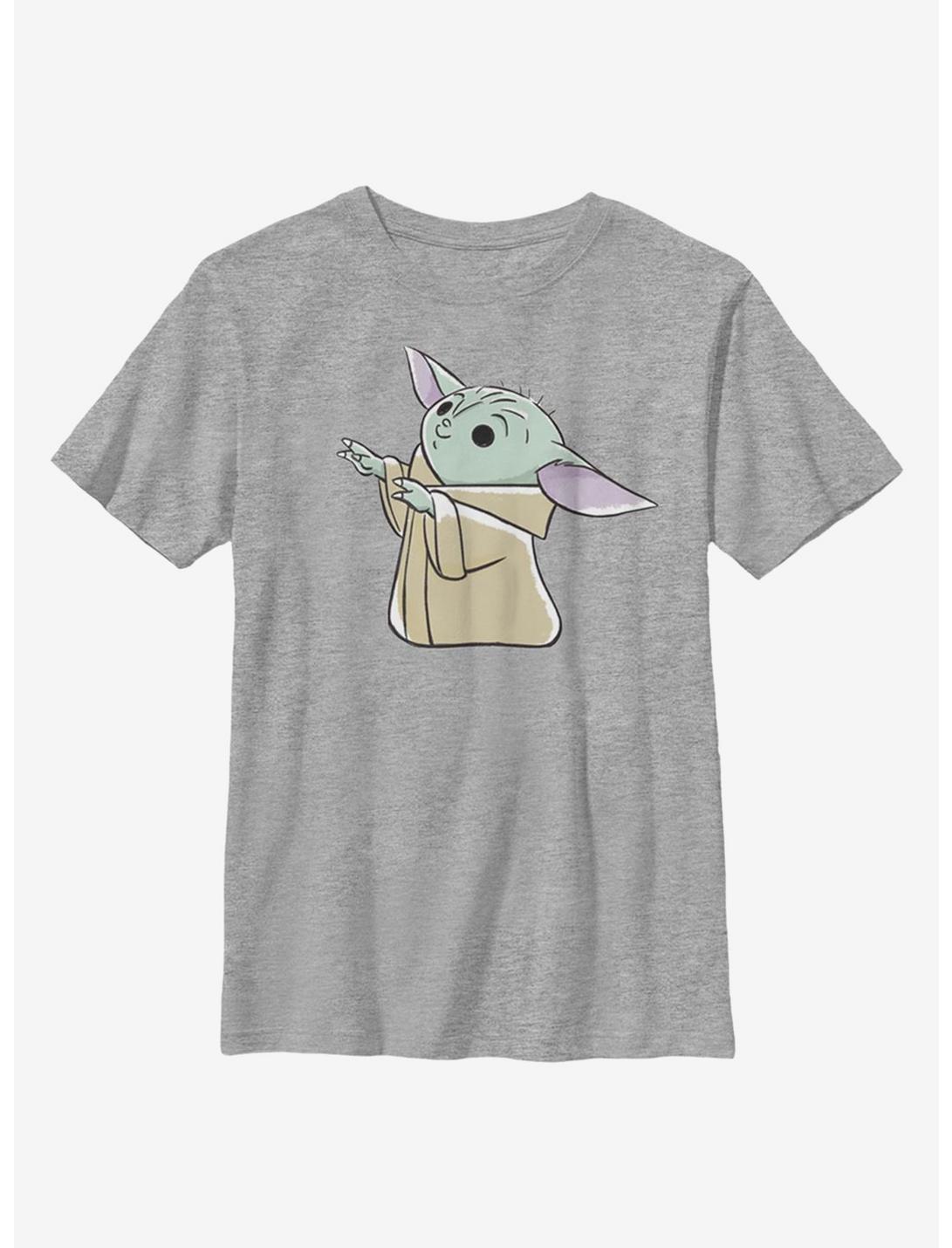 Star Wars The Mandalorian Yoda Reaching Youth T-Shirt, ATH HTR, hi-res