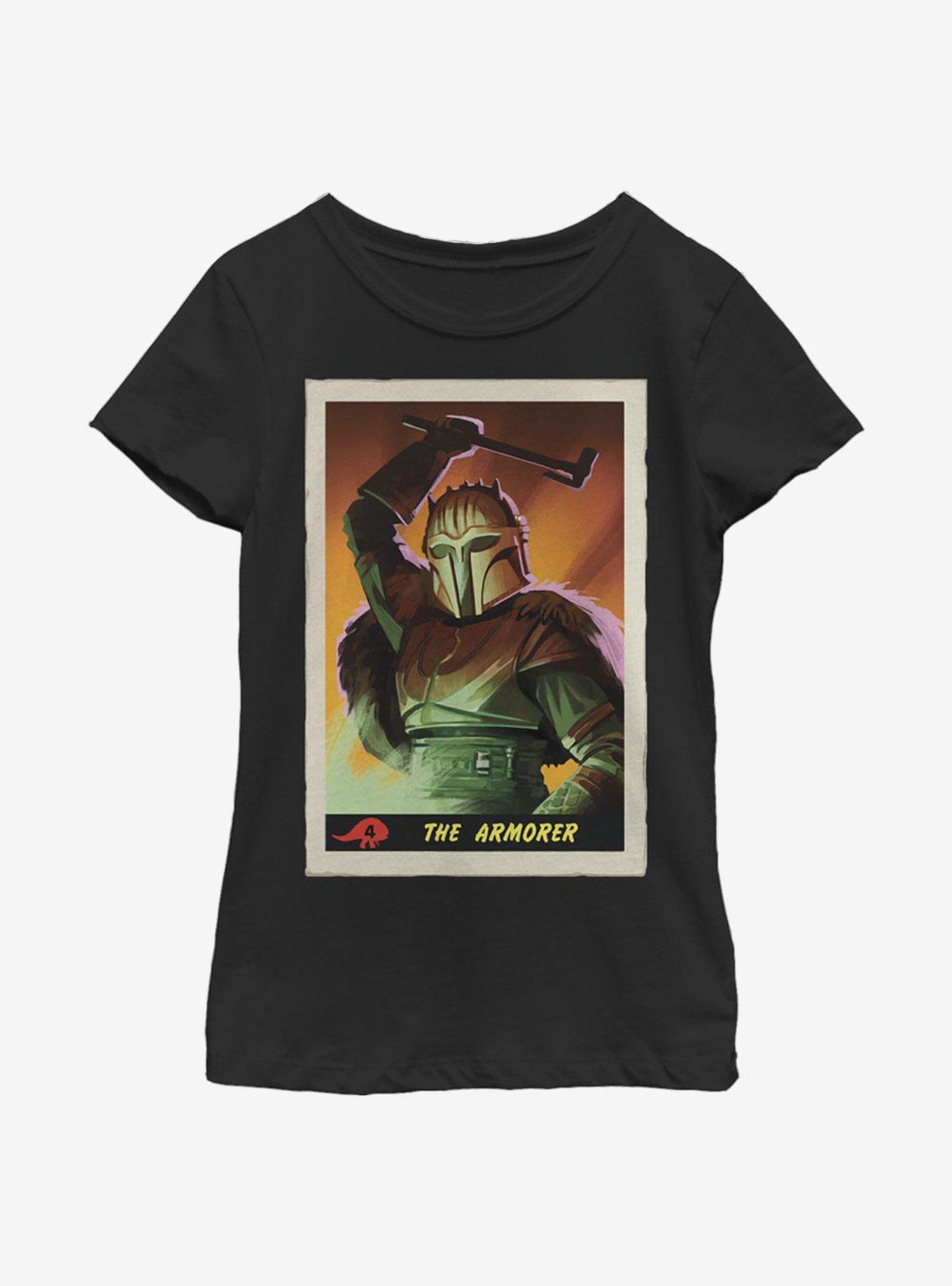 Star Wars The Mandalorian Armorer Card Youth Girls T-Shirt, BLACK, hi-res