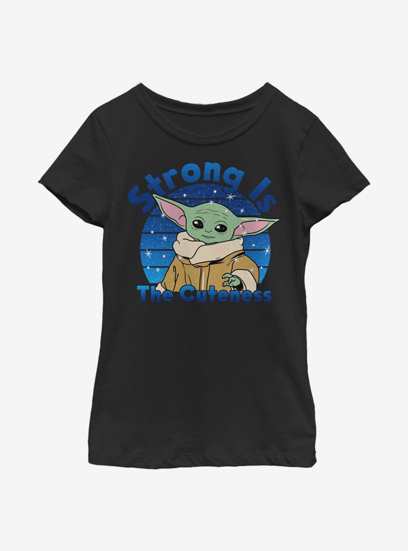 Star Wars The Mandalorian Strong Is The Cuteness Youth Girls T-Shirt, BLACK, hi-res