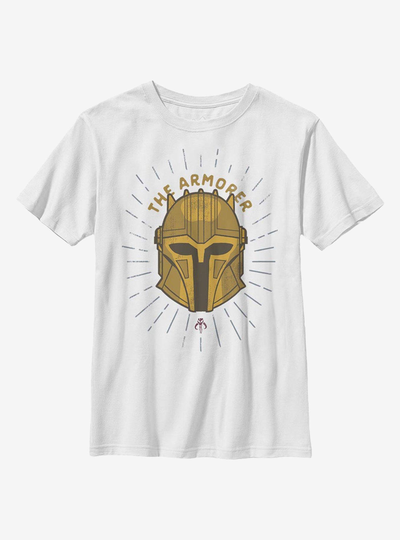 Star Wars The Mandalorian Armorer Shield Youth T-Shirt, WHITE, hi-res