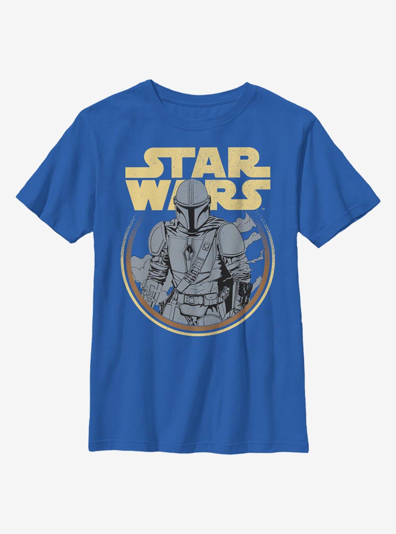 Star Wars The Mandalorian Retro Mando Youth T-Shirt, ROYAL, hi-res