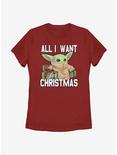 Star Wars The Mandalorian Christmas Baby V2 Womens T-Shirt, RED, hi-res
