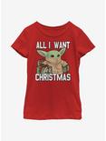 Star Wars The Mandalorian Christmas Baby V2 Youth Girls T-Shirt, RED, hi-res